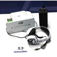 wireless speaker, plus koptelefoon en radio-speler, zonder kabels, werking niet gekend